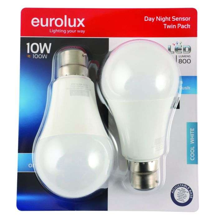 Eurolux 10W Cool White B22 LED A60 Lamp 2-Pack