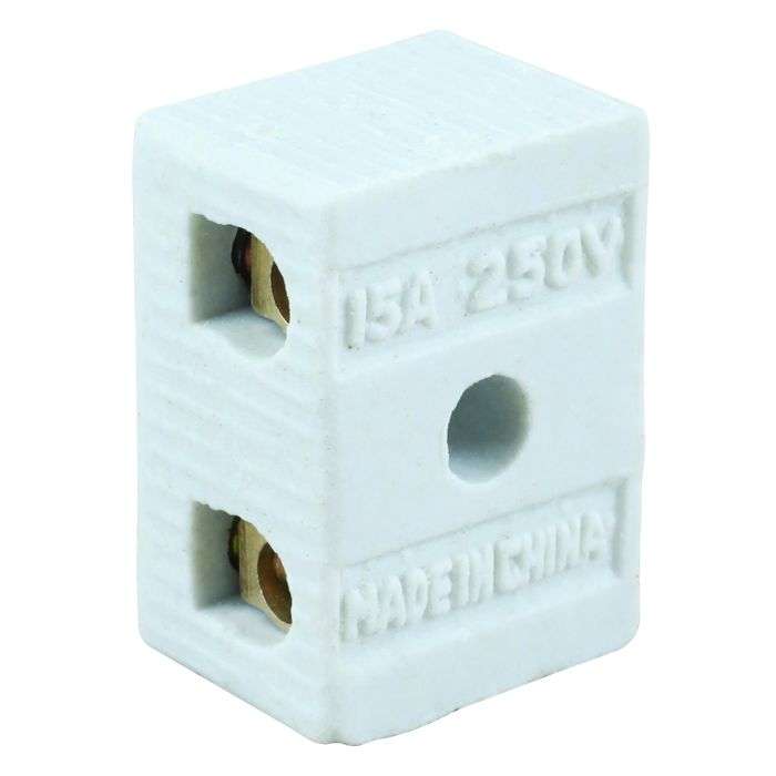 Eurolux Porcelain 2 Way 15A Connector Block