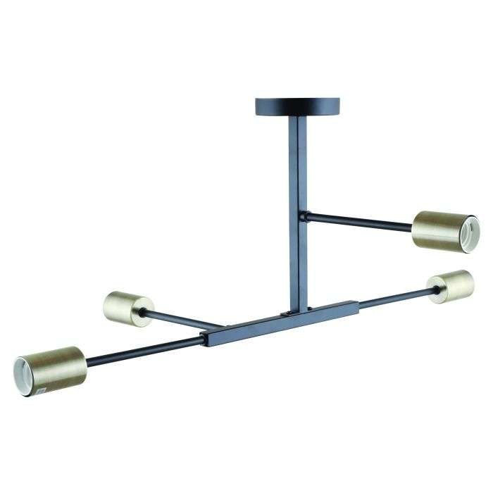 Bright Star Black & Antique Brass 4-Light 4 Way Chandelier CH507/4