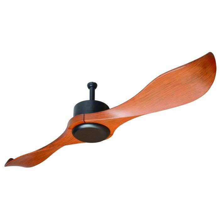 Bright Star Matt Black & Wood 2 Blade Ceiling Fan