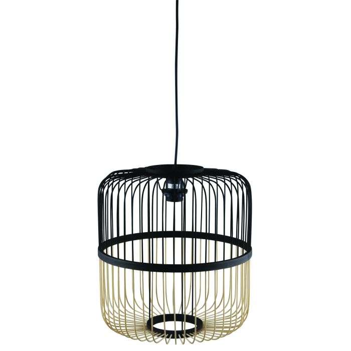 Bright Star Black & Natural Bamboo Oval Pendant Light 350mm