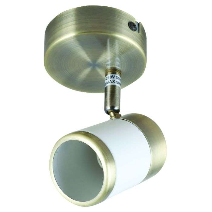 Bright Star Matt White & Satin Brass 1-Light Spotlight