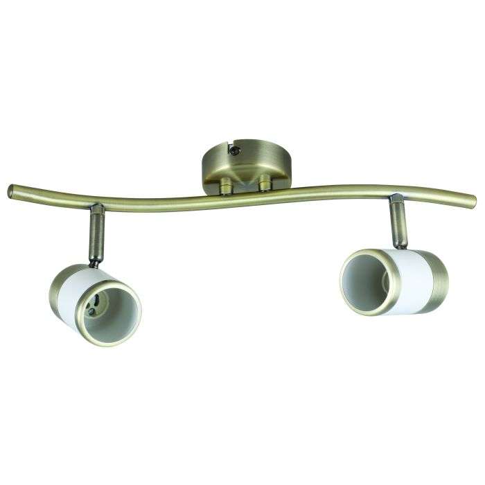 Bright Star Matt White & Satin Brass 2-Light Bar Spotlight