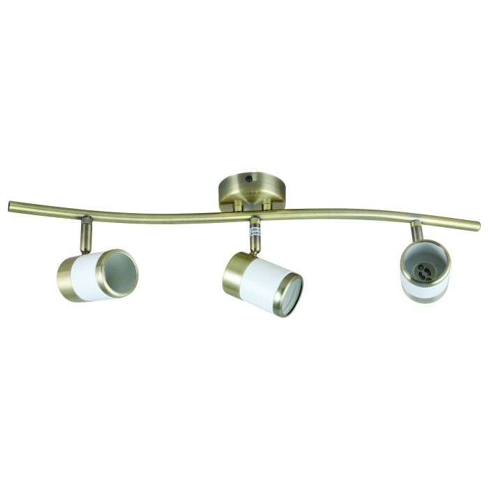 Bright Star Matt White & Satin Brass 3-Light Bar Spotlight