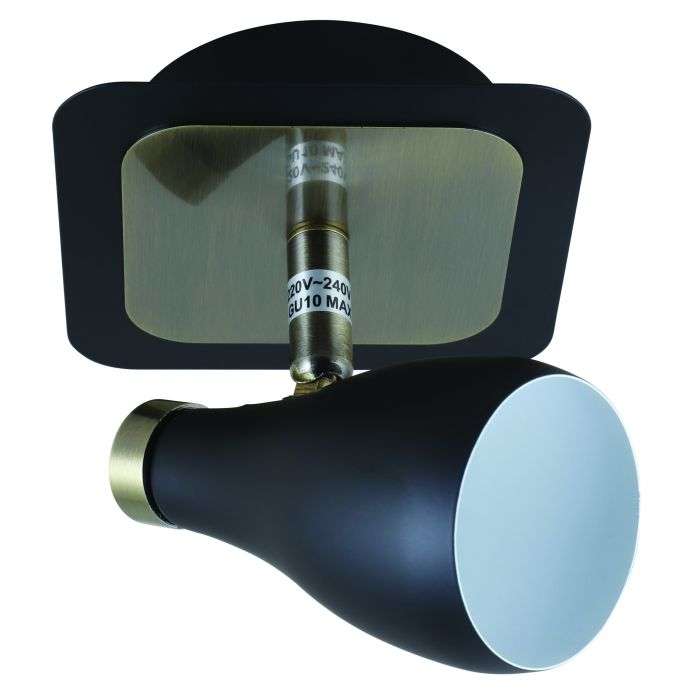 Bright Star Matt Black & Satin Brass Finish 1-Light Spotlight