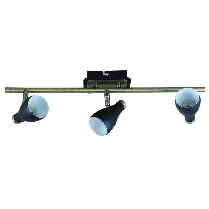 Bright Star Matt Black & Satin Brass Finish 3-Light Spotlight