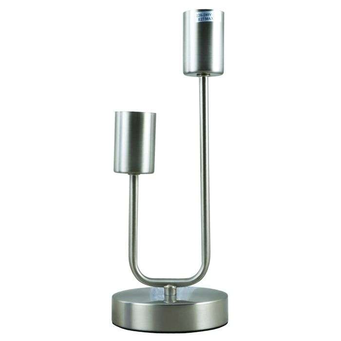 Bright Star Satin Chrome 2-Light Metal Table Lamp