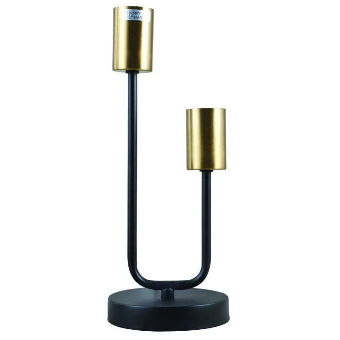 Bright Star Black & Brass 2-Light Metal Table Lamp
