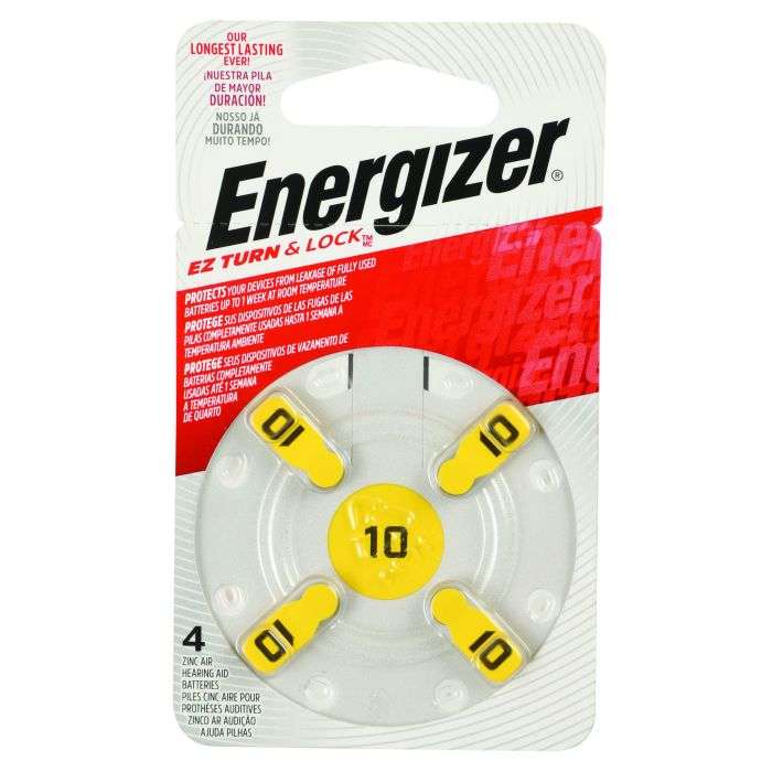 Energizer AZ10 Yelllow Hearing Aid Battery - 4 Pack