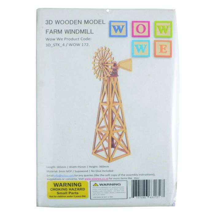 Wow We Farm Wind Mill 3D Wood Model Craft Set
