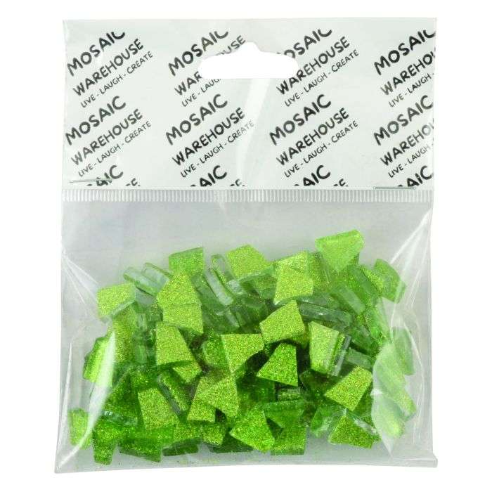 Mosaic Warehouse Pre Nip Lime Green Glitter Mosaic Tiles