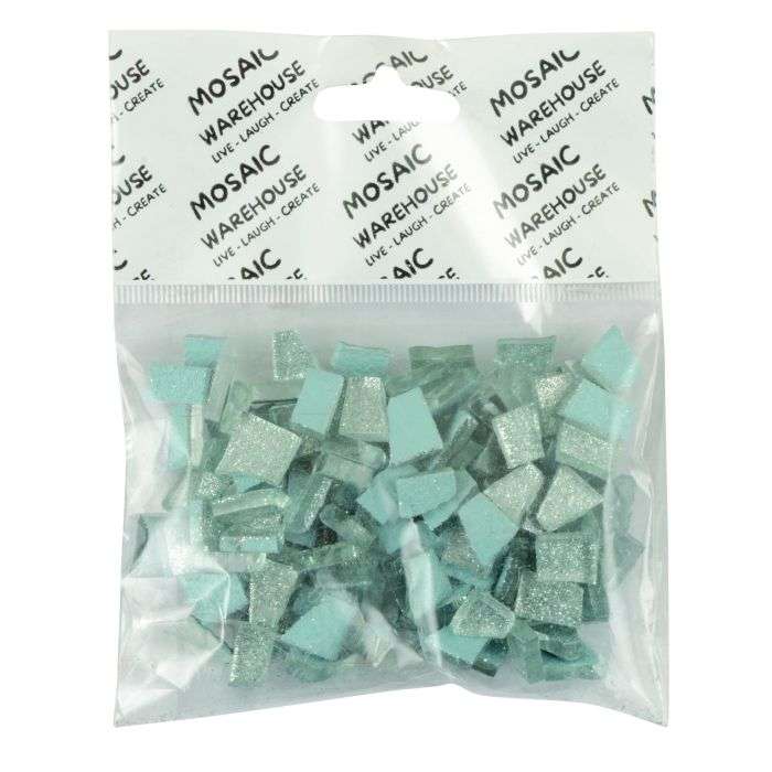 Mosaic Warehouse Pre Nip Teal Green Glitter Mosaic Tiles