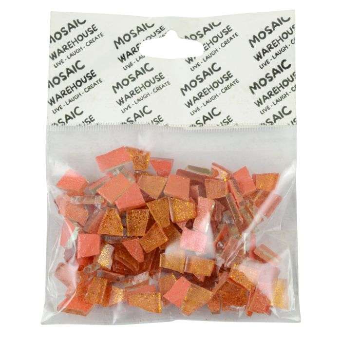 Mosaic Warehouse Pre Nip Tangerine Glitter Mosaic Tiles
