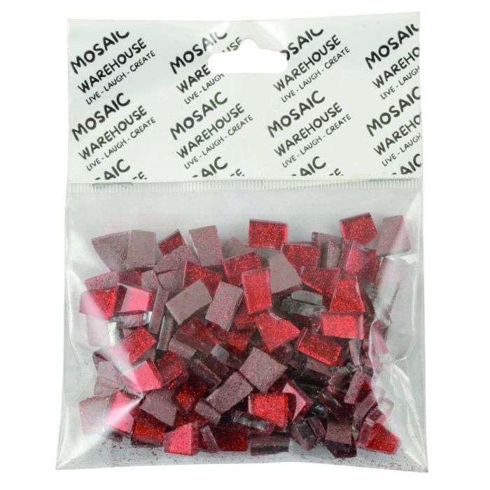 Mosaic Warehouse Pre Nip Cherry Red Glitter Mosaic Tiles