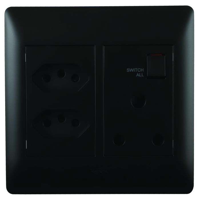 Legrand Ysalis Black 2 New RSA & 1 RSA Wall Socket 4x4