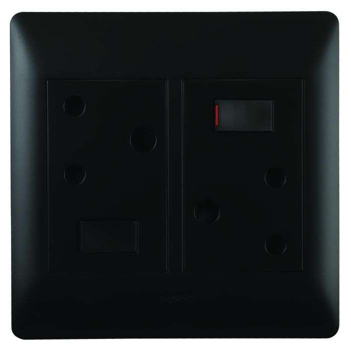 Legrand Ysalis Black Double RSA Wall Socket 4x4