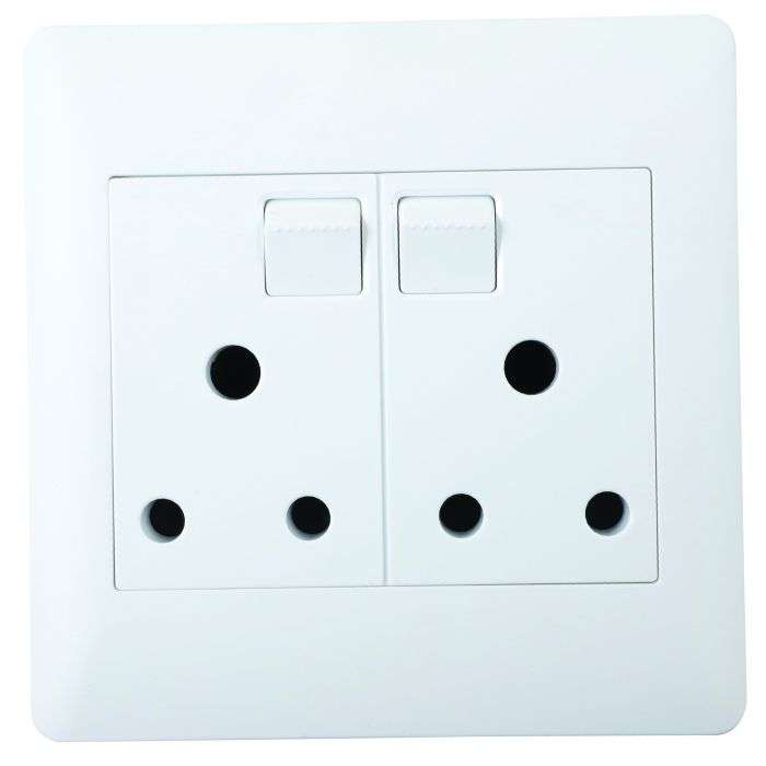 Lesco Apollo White Double RSA Wall Socket 4x4