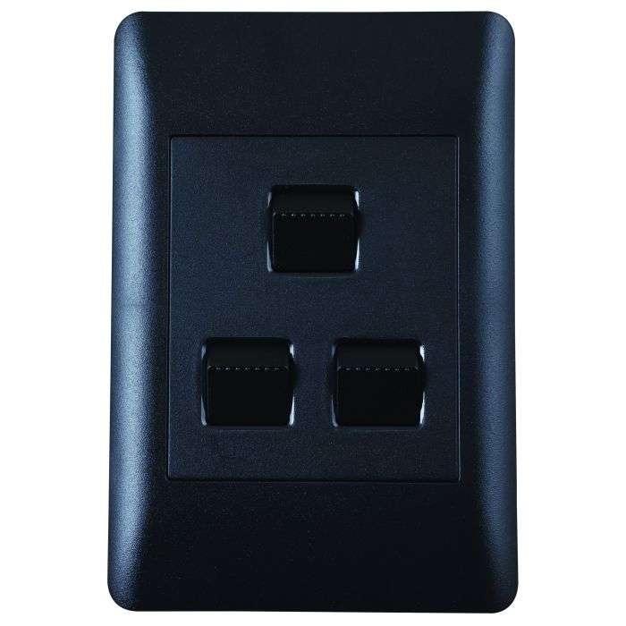Lesco Apollo Black 3-Lever 1-Way Light Switch 2x4