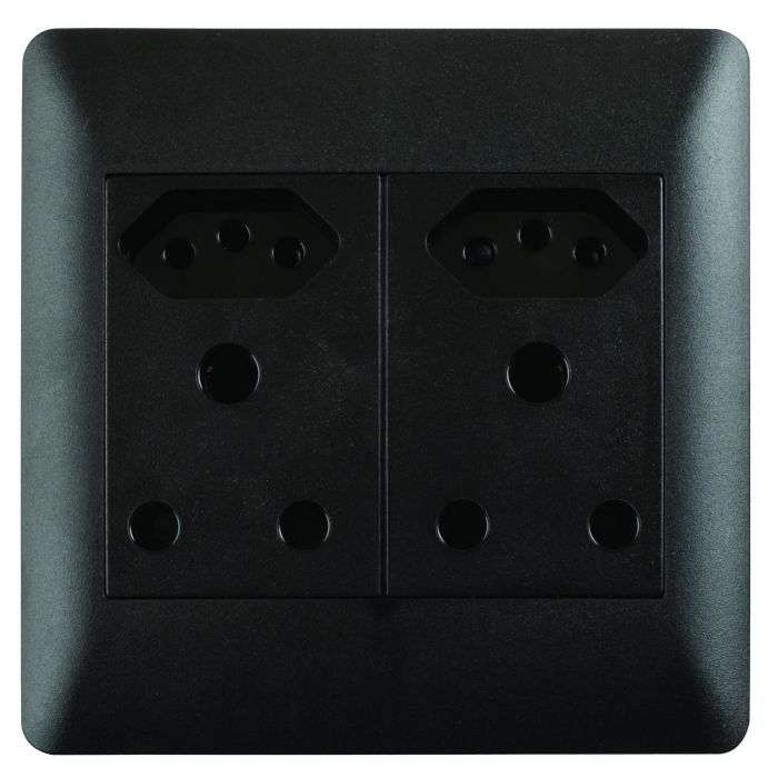 Lesco Apollo Black 2 New RSA & 2 RSA Wall Socket 4x4