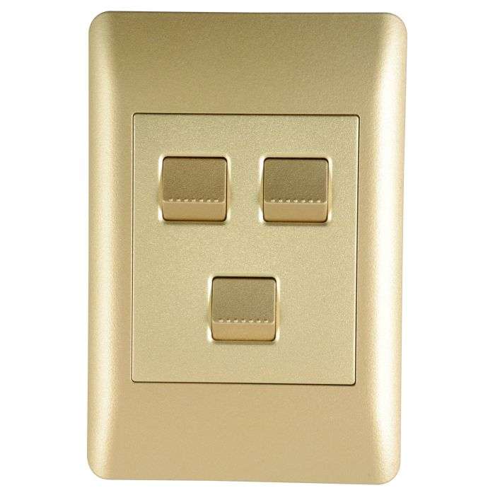 Lesco Apollo Gold 3-Lever 1-Way Light Switch 2x4