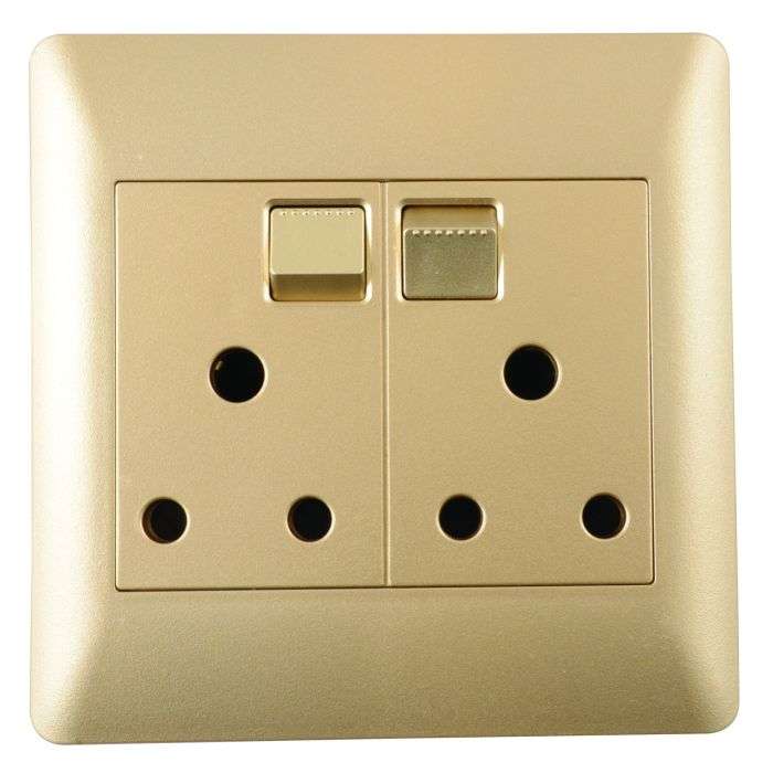 Lesco Apollo Gold Double RSA Wall Socket 4x4