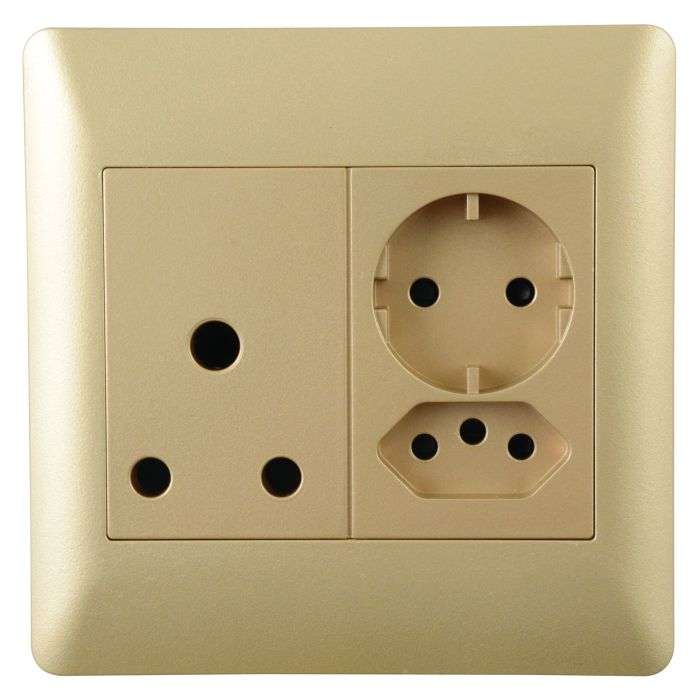 Lesco Apollo Gold 1 New RSA, 1 Old RSA & 1 Schuko Wall Socket 4x4