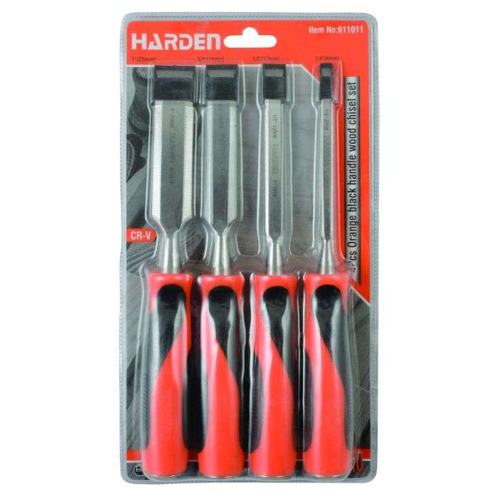 Harden 4 Piece Black Chisel Set With Wooden Handles