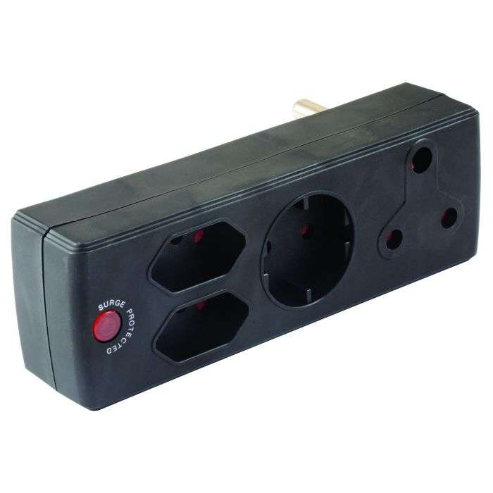 Electricmate Black Surge Plug Adaptor
