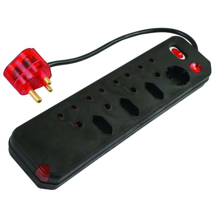 Electricmate High Surge Black 8-Way Multi Plug