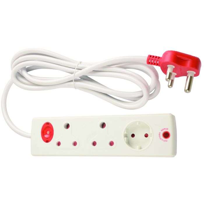 Electricmate Surge Extension Cable With 3-Way Coupler 3m