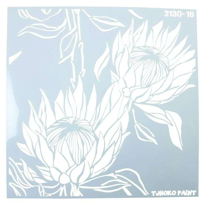 Tjhoko Decorative Repeated Protea Stencil 30 x 30cm