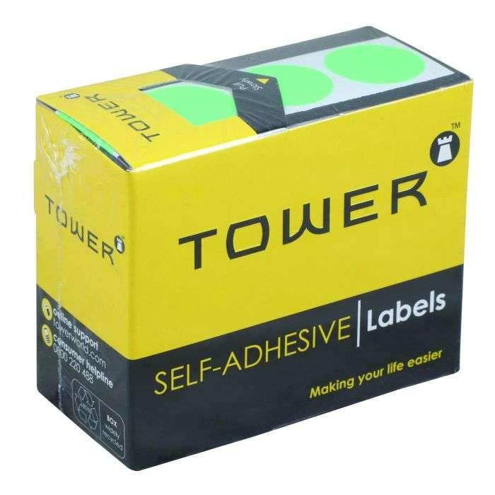 Tower Fluorescent Green 19mm Diameter Craft Labels