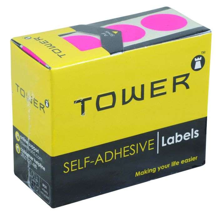 Tower Fluorescent Pink 19mm Diameter Craft Labels