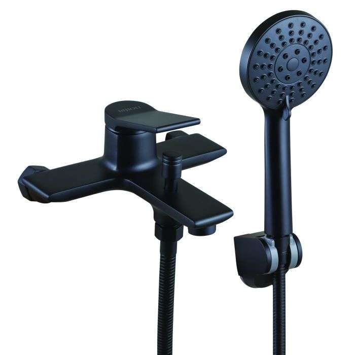Bijiou Tap Bath Mixer & Diverter Maine Black With Hand Shower Black