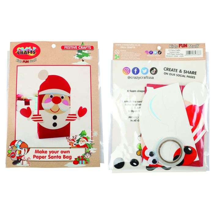 Crazy Craft Make Your Own Paper Bag Santa Kit