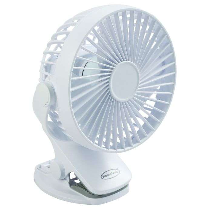 Home Quip Mini Clip-On Rechargeable White Fan