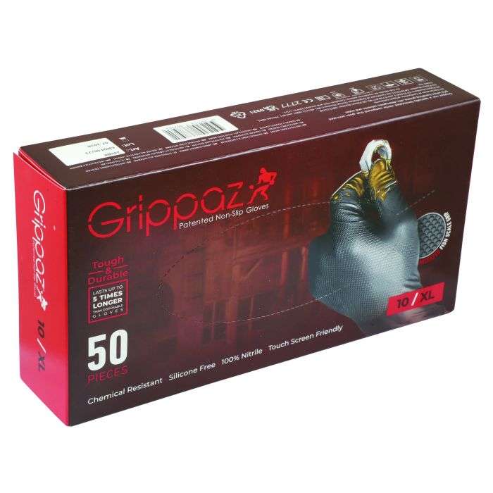 Grippaz Large Black Non-Slip Gloves  50 Pack