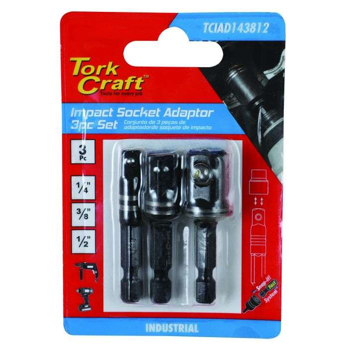 Tork Craft Impact Socket Adaptor 1/4Inc 3/8Inc 1/2Inc