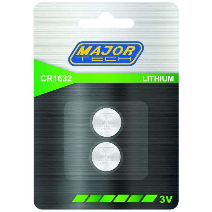 Major Tech Lithium Coin Battery CR1632 2 Pack