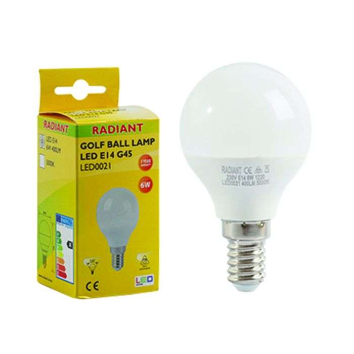 Radiant 6W Cool Daylight E14 Golfball LED Globe