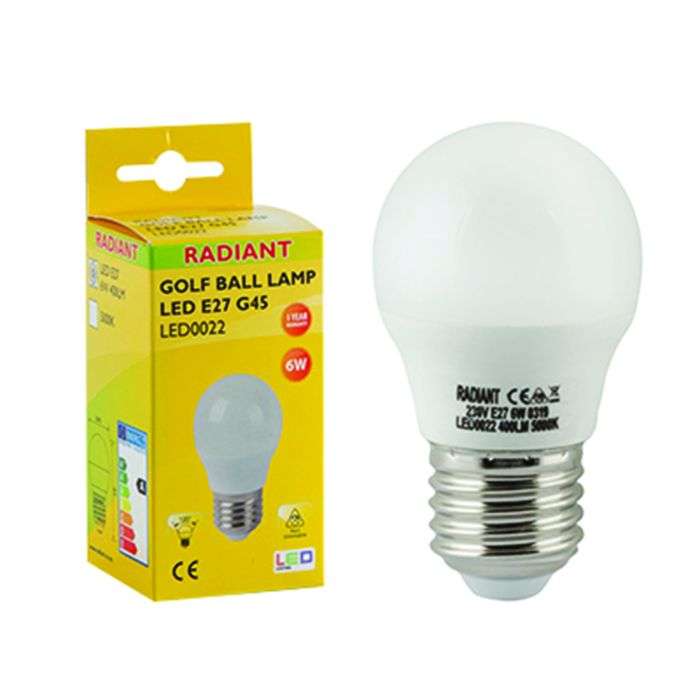 Radiant 6W Cool Daylight E27 Golfball LED Globe
