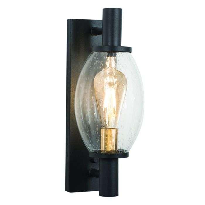 Bright Star Black and Clear Glass Metal Lantern