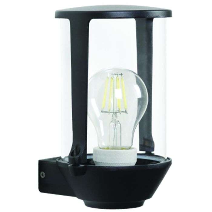 Bright Star Matt Black and Clear Glass Aluminium Up Facing Lantern