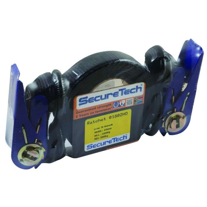 SecureTech Strap Ratchet S-Hook 2Pack 25mmx2.5M