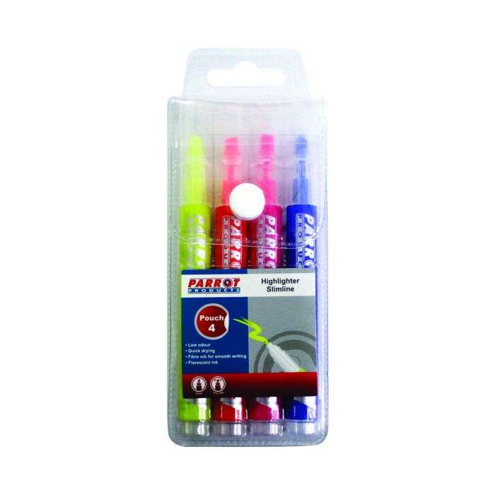 Parrot Slimline Highlighters Pouch  4 Pack