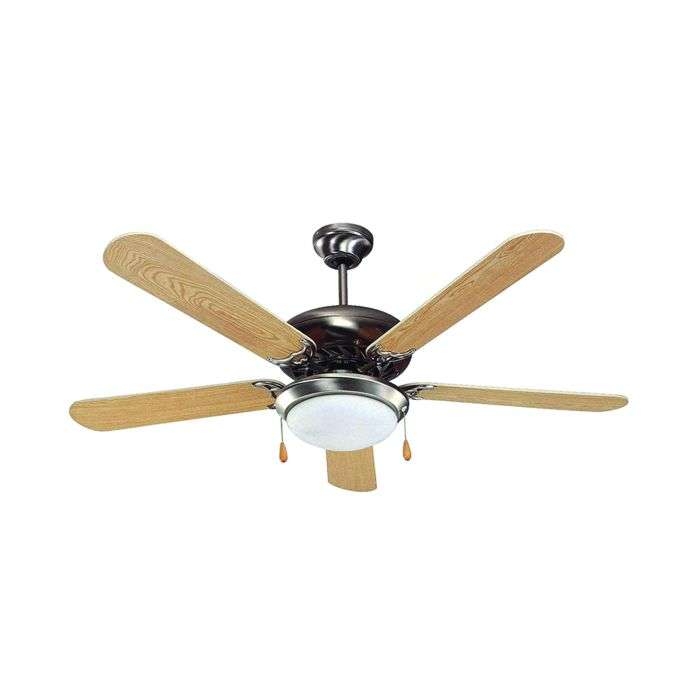 Radiant Chrome Wood 5 Blade Ceiling Fan 123cm