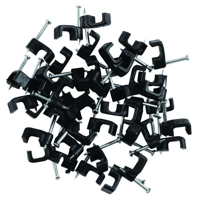 Black Flat Cable Clip 8.5mm 100 Pack