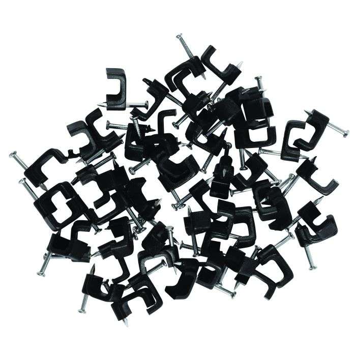 Black Flat Cable Clip 10.5mm 100 Pack