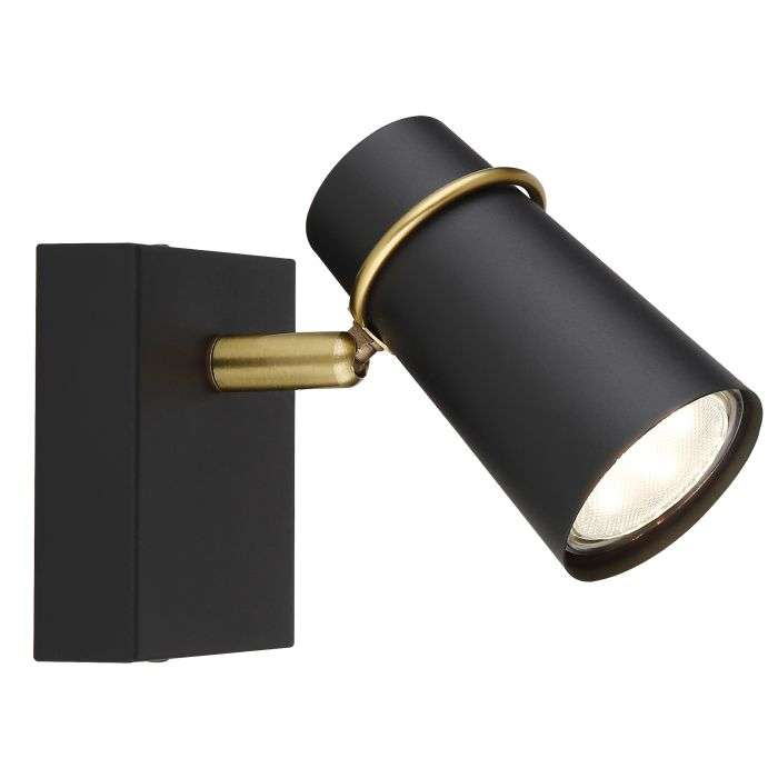 Bright Star Black & Antique Trim 1 Light Spotlight