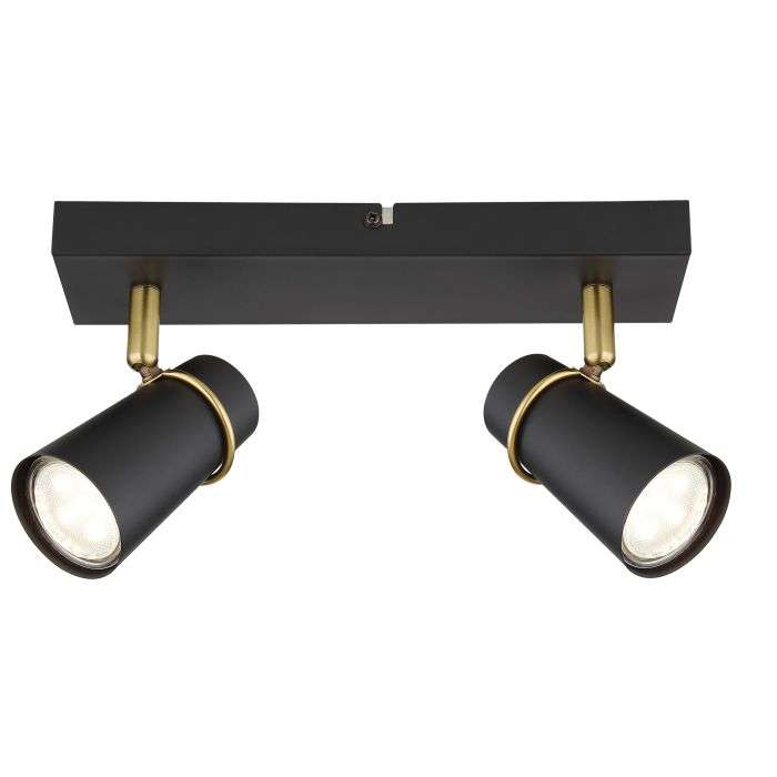 Bright Star Black & Antique Trim 2 Light Spotlight